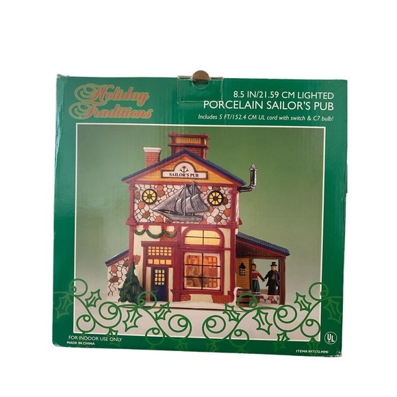 New Holiday Traditions lighted Sailor’s Pub (997372) 2001 Hand Painted Porcelain - Picture 2 of 5